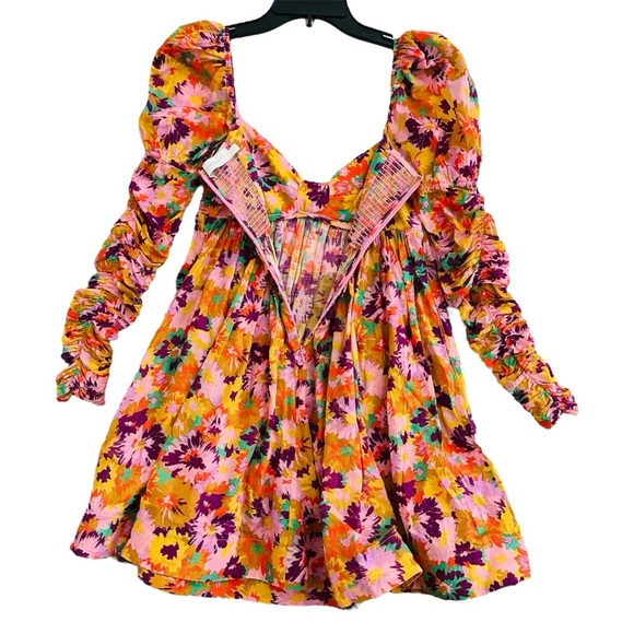 Zimmermann Violet Twist Front Mini Dress in Mustard Multi Floral Size 0P | US 2P - Picture 15 of 16
